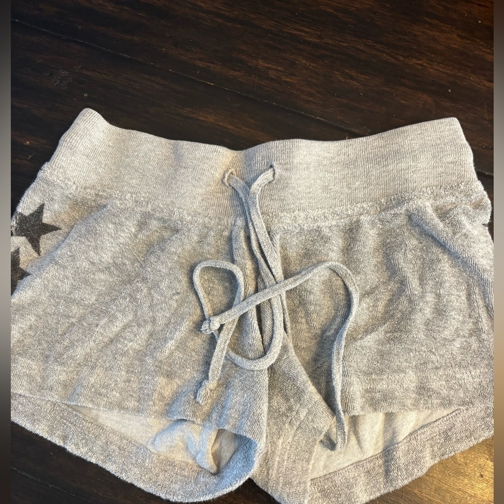 Hard Tail Light Gray terry Athletic Shorts with black stars - xs